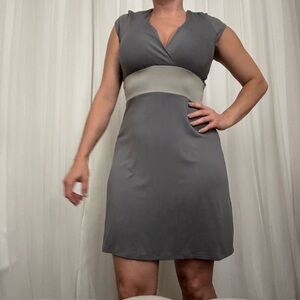 White House Black Market Charcoal and Taupe Dress